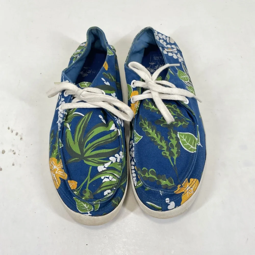 Vans Rata Vulc SF Mens 11.5 Blue Tropical Floral Surf Boat Shoes VN-0JXM5F6